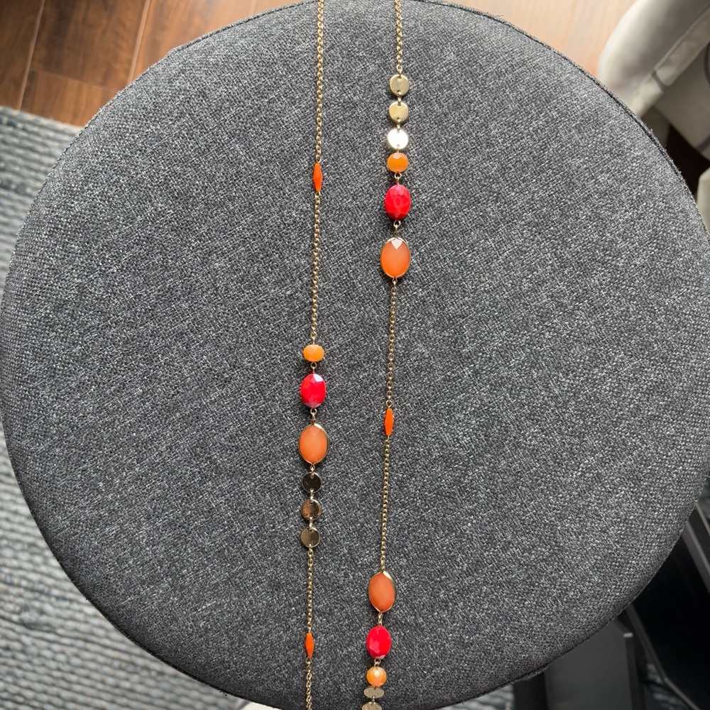 Lane Bryant Gold and Red Beaded Necklace - Picture 3 of 5